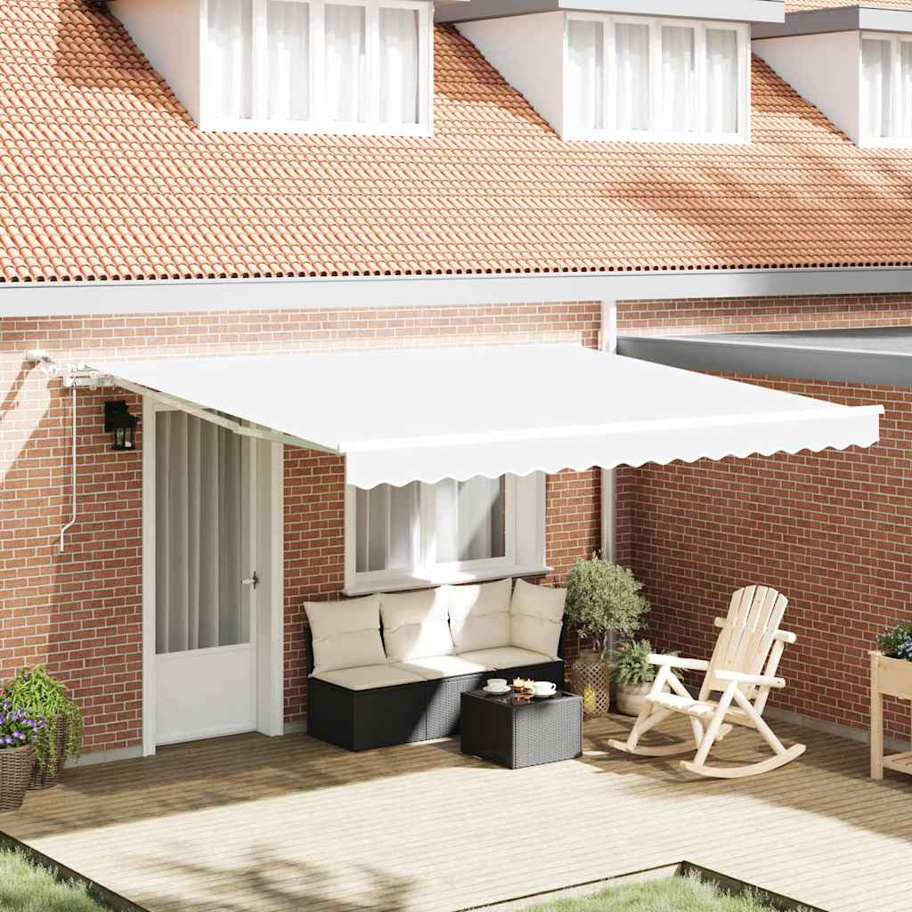 vidaXL Einziehbare Markise Weiß 400 x 300 cm Polyester und Metall