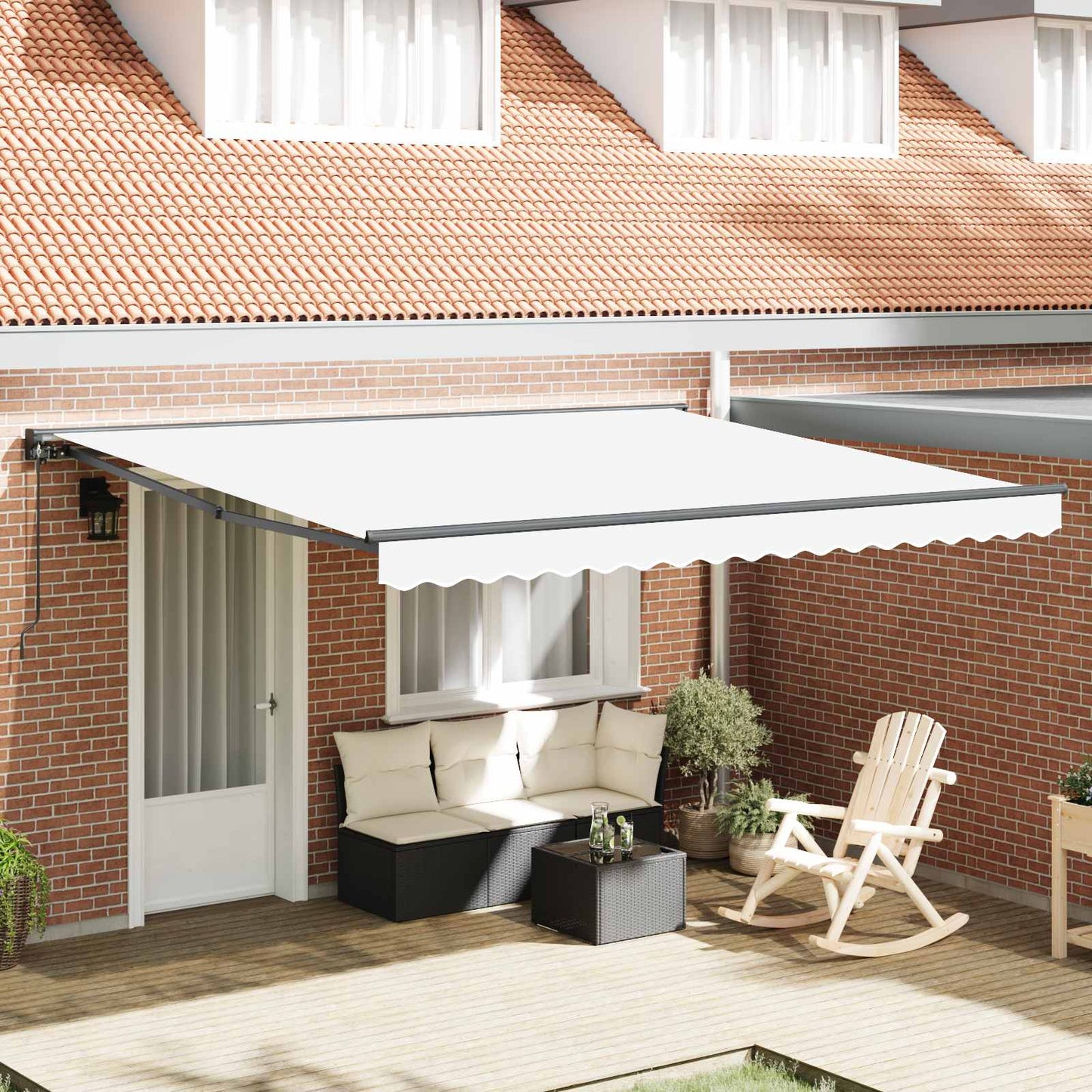vidaXL Auvent rétractable Blanc 400 x 300 cm Polyester et métal