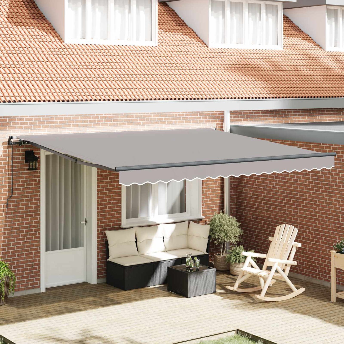 vidaXL Einziehbare Markise Hellgrau 400 x 300 cm Polyester und Stahl