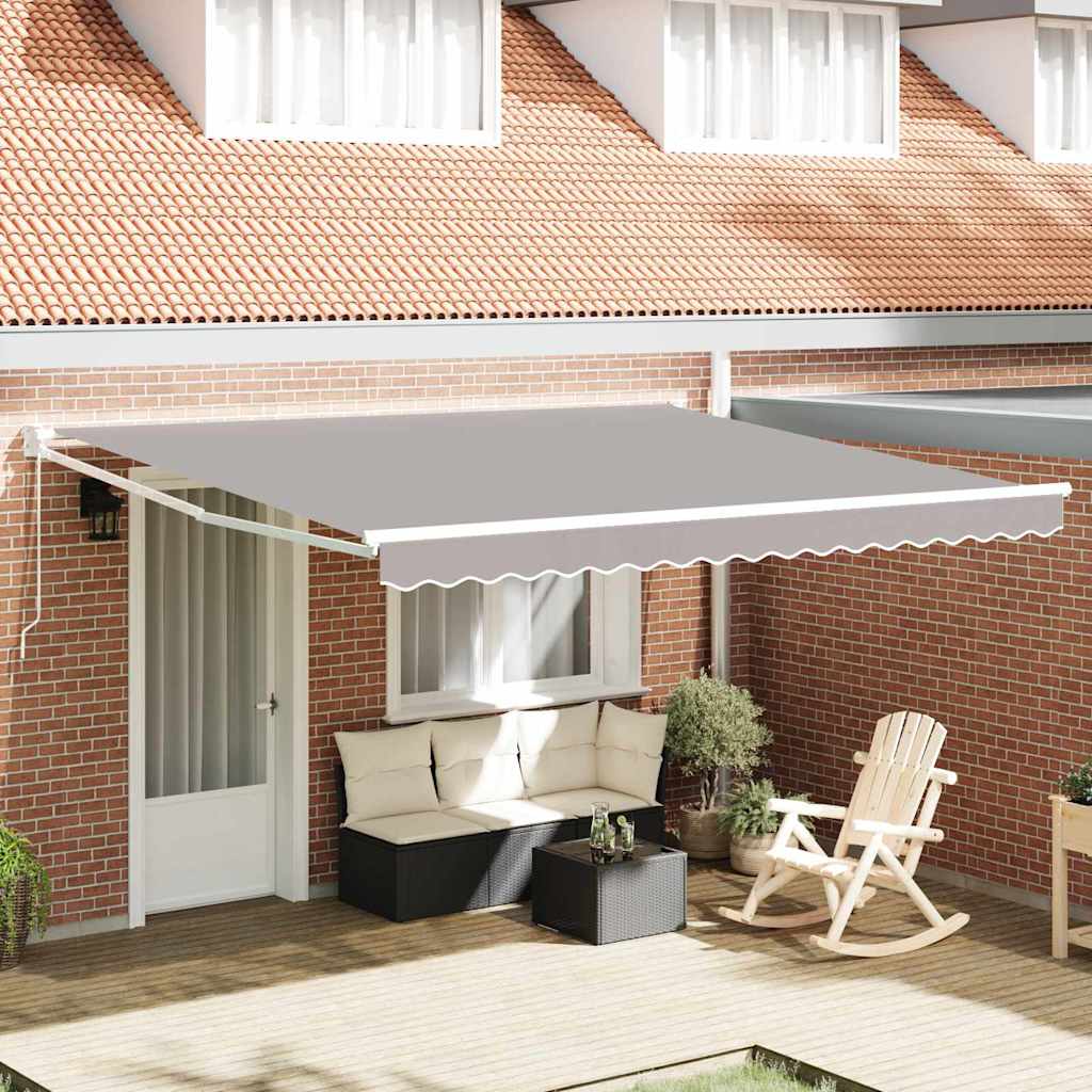 vidaXL Einziehbare Markise Hellgrau 400 × 300 cm Polyester und Metall