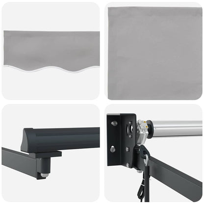 vidaXL Einziehbare Markise Hellgrau 400 × 300 cm Polyester und Metall