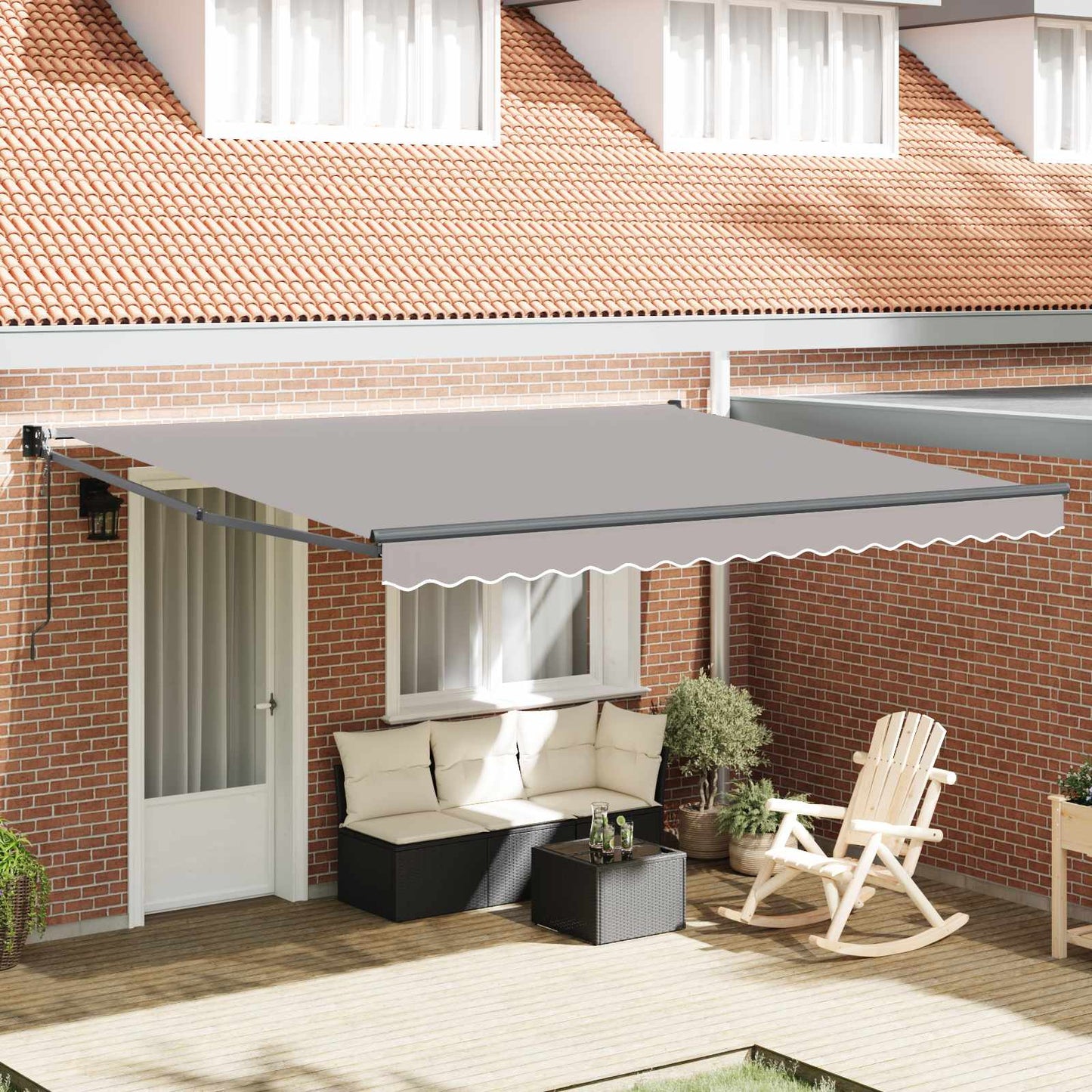 vidaXL Einziehbare Markise Hellgrau 400 × 300 cm Polyester und Metall