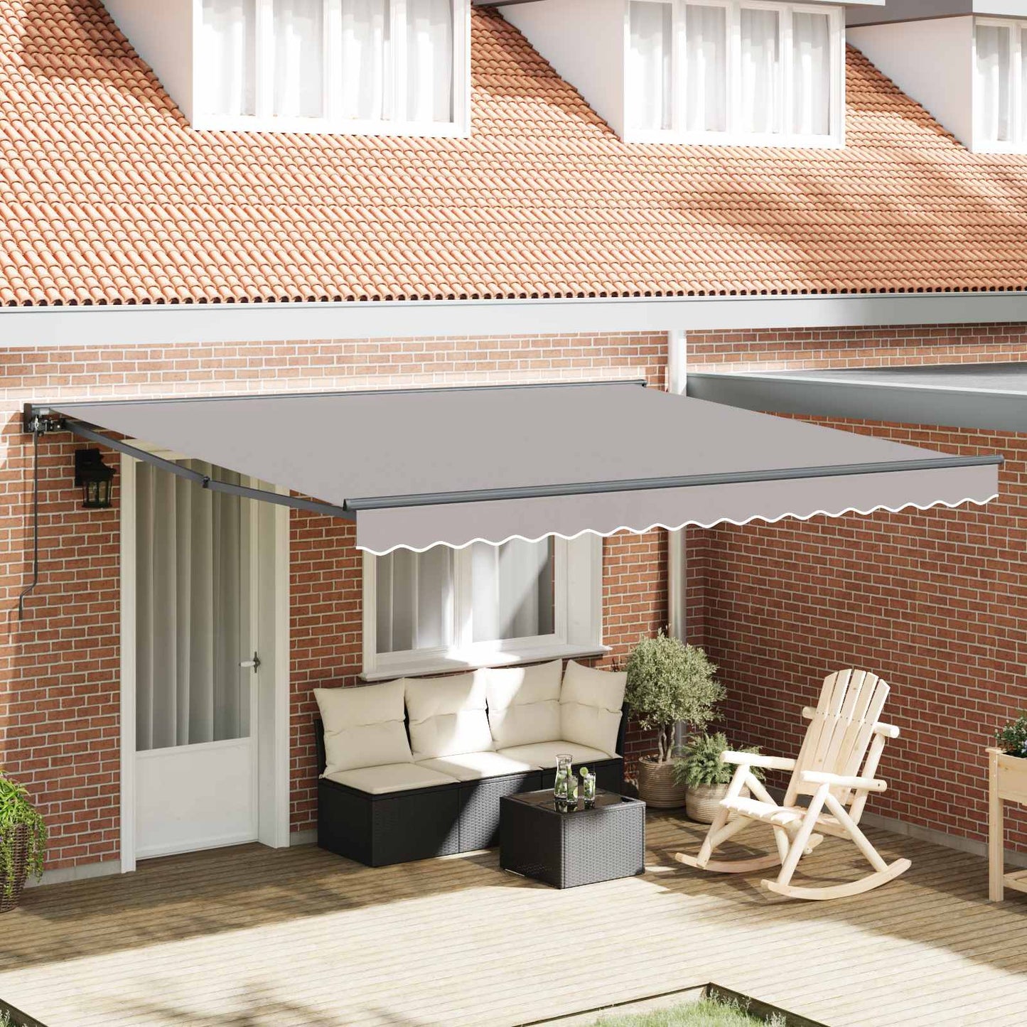 vidaXL Einziehbare Markise Hellgrau 400 x 300 cm Polyester und Metall