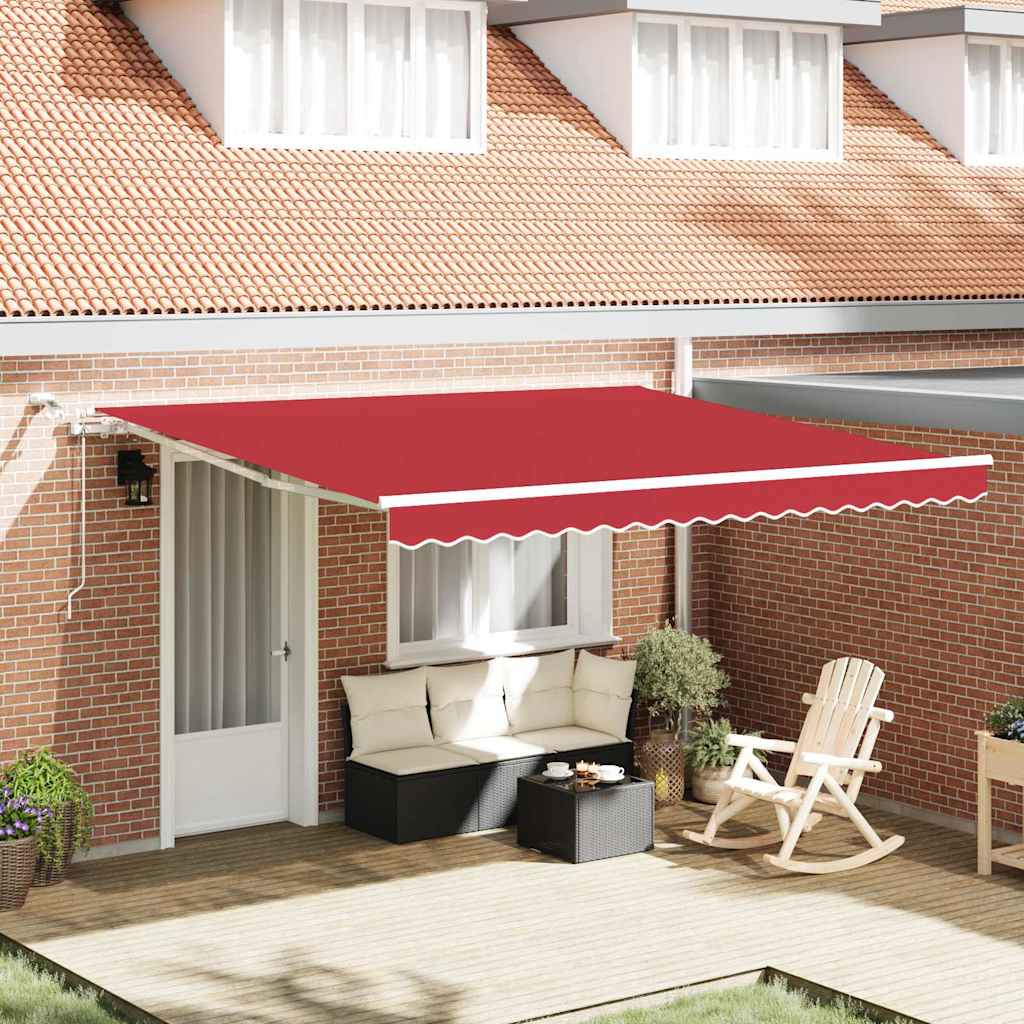 vidaXL Einziehbare Markise Rot 400 x 300 cm Polyester und Metall