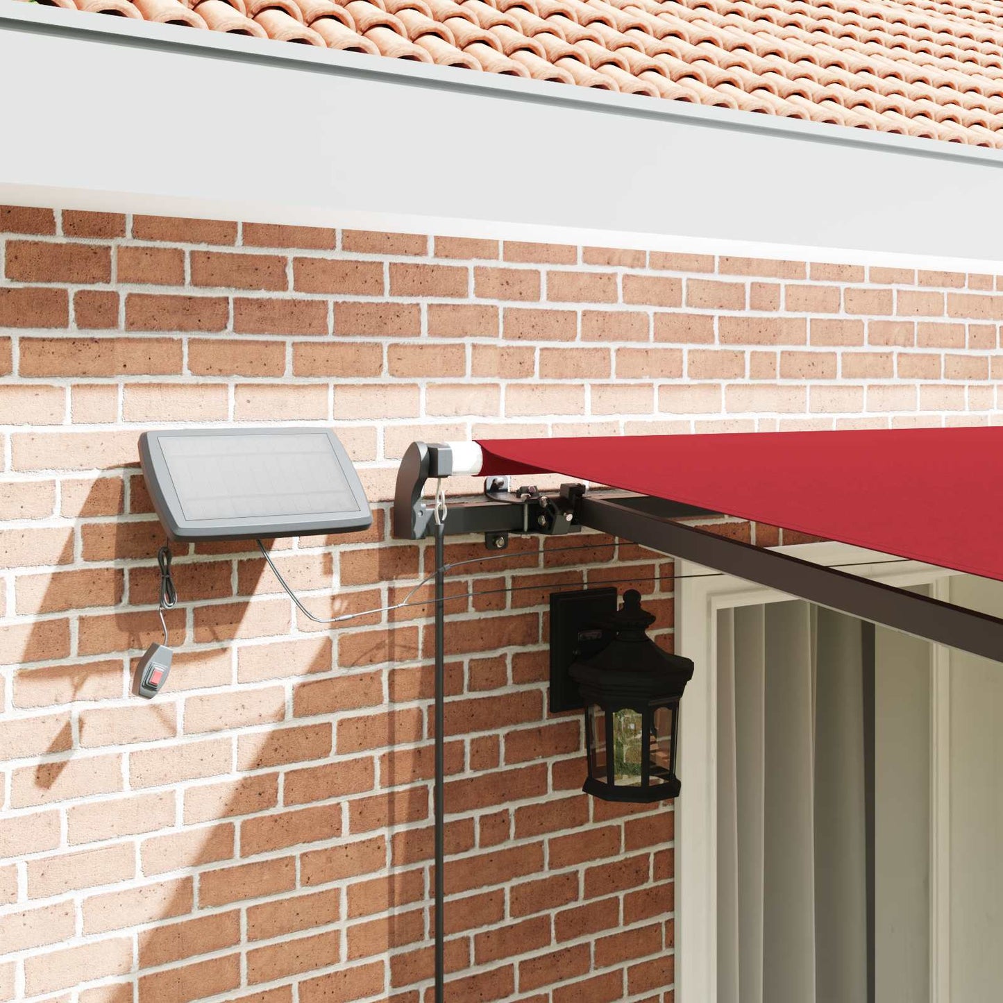 vidaXL Einziehbare Markise mit LED-Lichtleisten Rot 400 x 300 cm Stoff