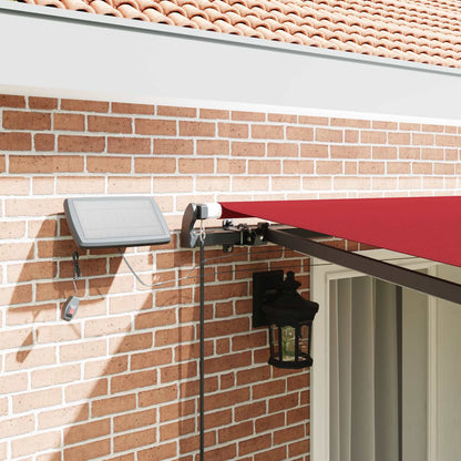 vidaXL Einziehbare Markise mit LED-Lichtleisten Rot 400 x 300 cm Stoff