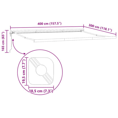Markise Rot 400 x 300 x 165 cm Polyester und Aluminium