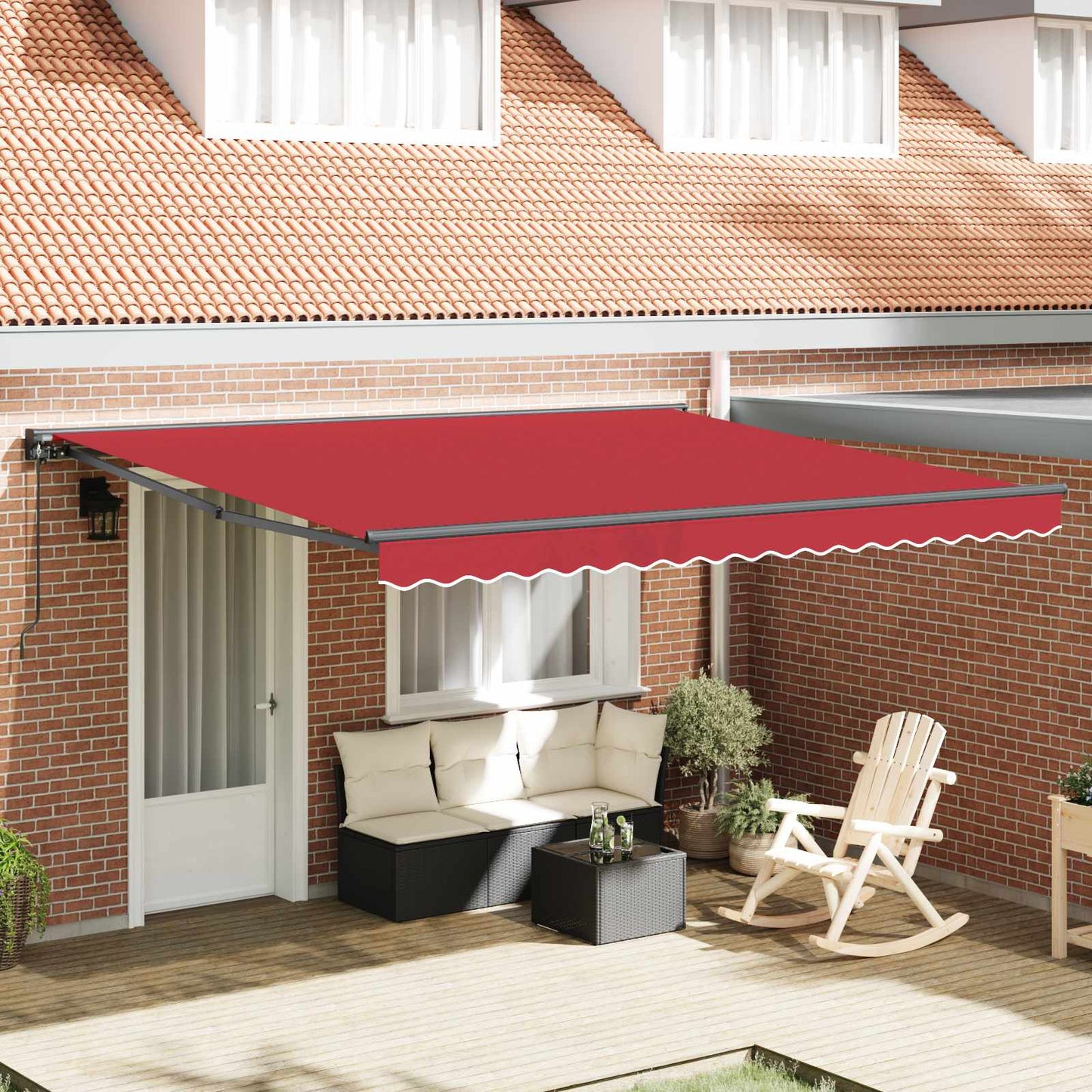 vidaXL Einziehbare Markise Rot 400 x 300 cm Polyester und Metall