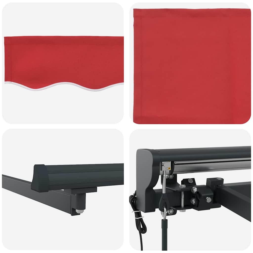 vidaXL Store banne rétractable rouge 400 x 300 cm en polyester et métal