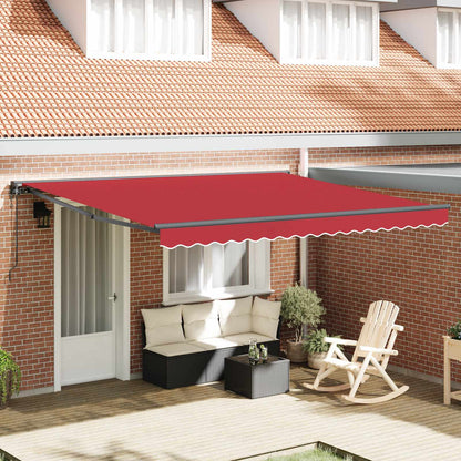 vidaXL Store banne rétractable rouge 400 x 300 cm en polyester et métal