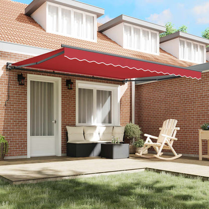 vidaXL Store banne rétractable rouge 400 x 300 cm en polyester et métal