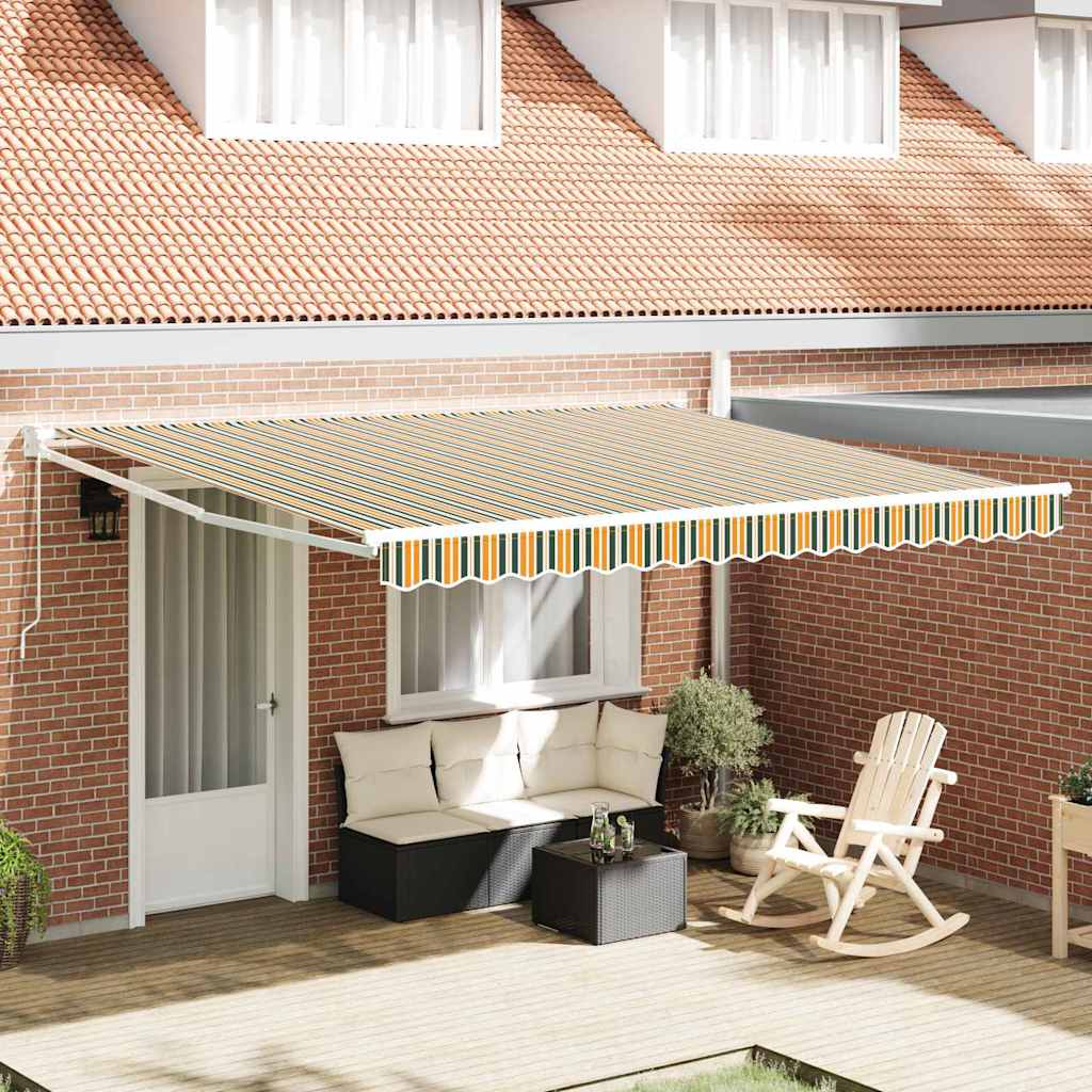 vidaXL Einziehbare Markise Grün und Gelb 400 × 300 cm