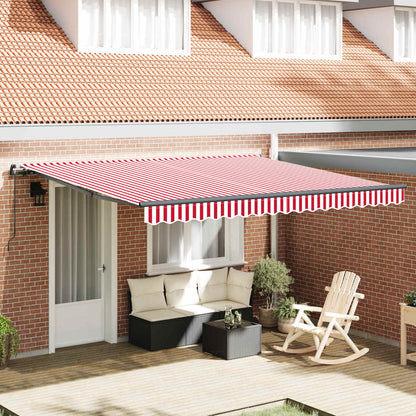 vidaXL Einziehbare Markise Rot und Weiß 400 x 350 cm Stoff