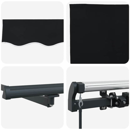 vidaXL Einziehbare Markise Schwarz 400 x 350 cm Polyester und Stahl