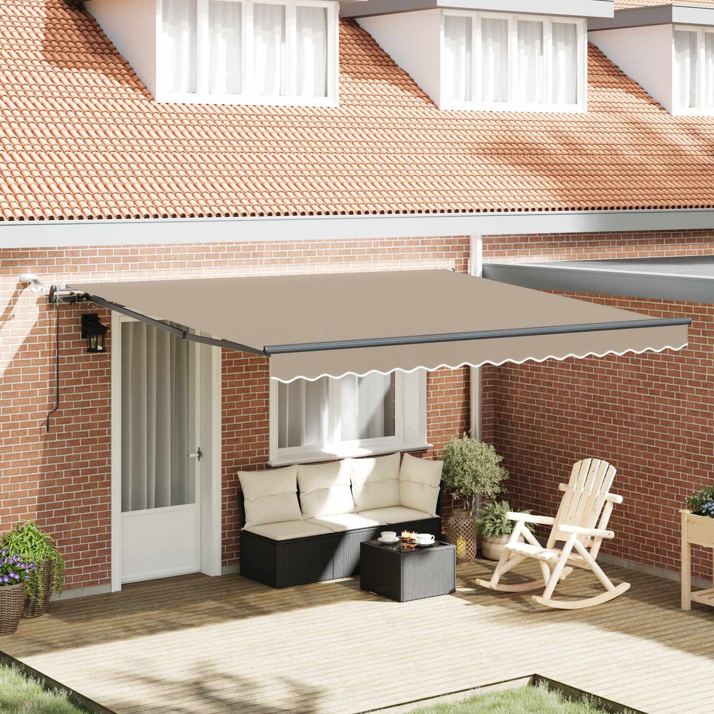 vidaXL Auvent rétractable avec tissu beige 400 x 350 cm