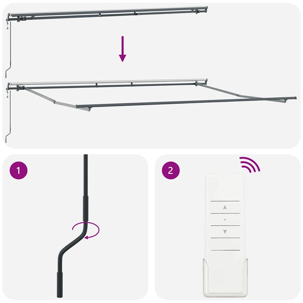 Einziehbare Markise Weiß 400 x 350 cm Stoff und Aluminium