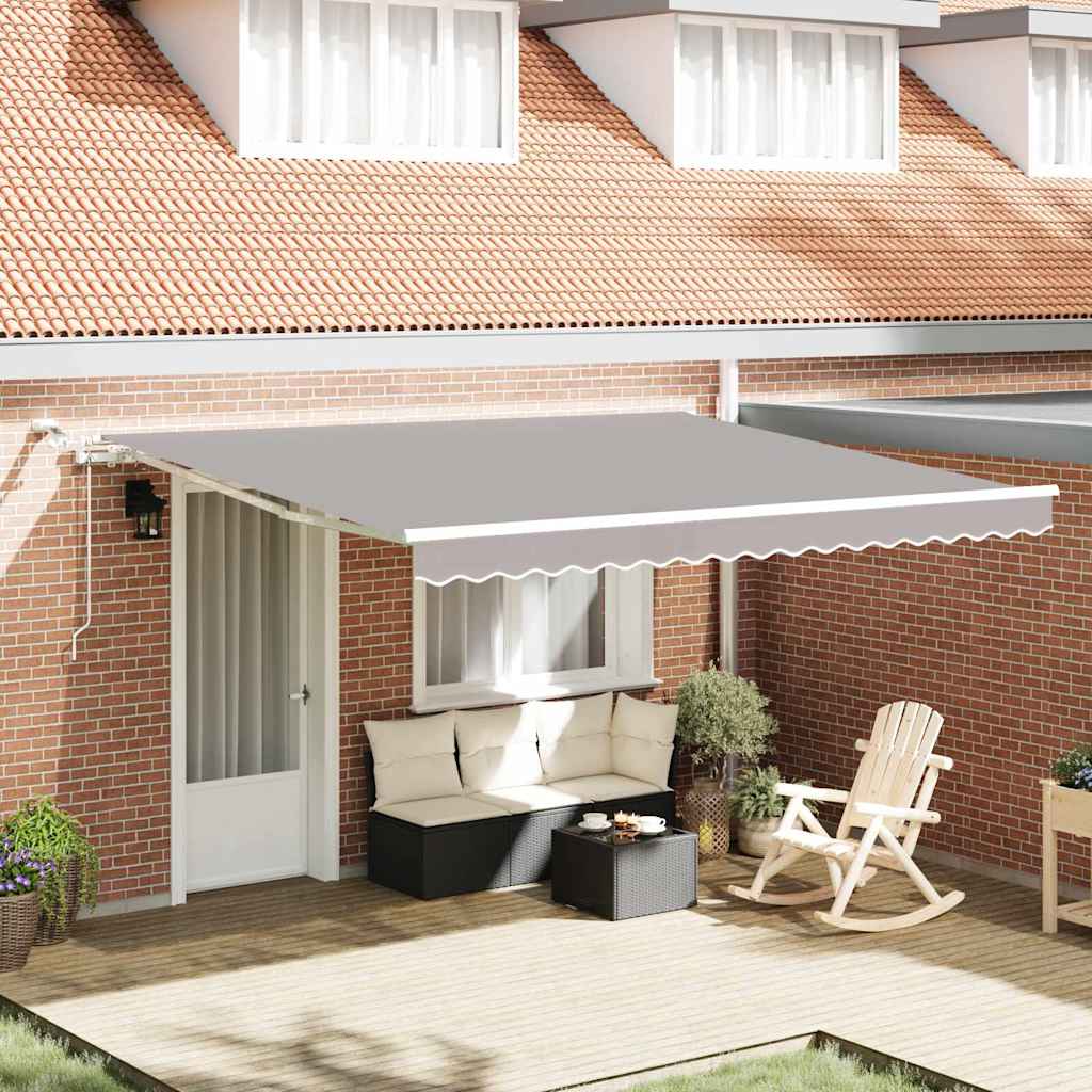 vidaXL Auvent rétractable gris clair 400 x 350 cm en tissu et métal