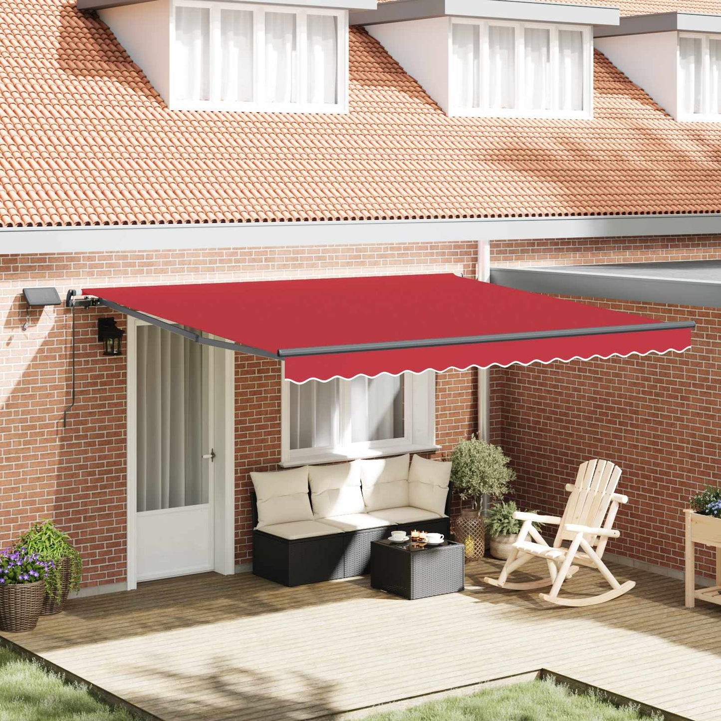 vidaXL Einziehbare Markise Rot 400 x 350 cm Stoff