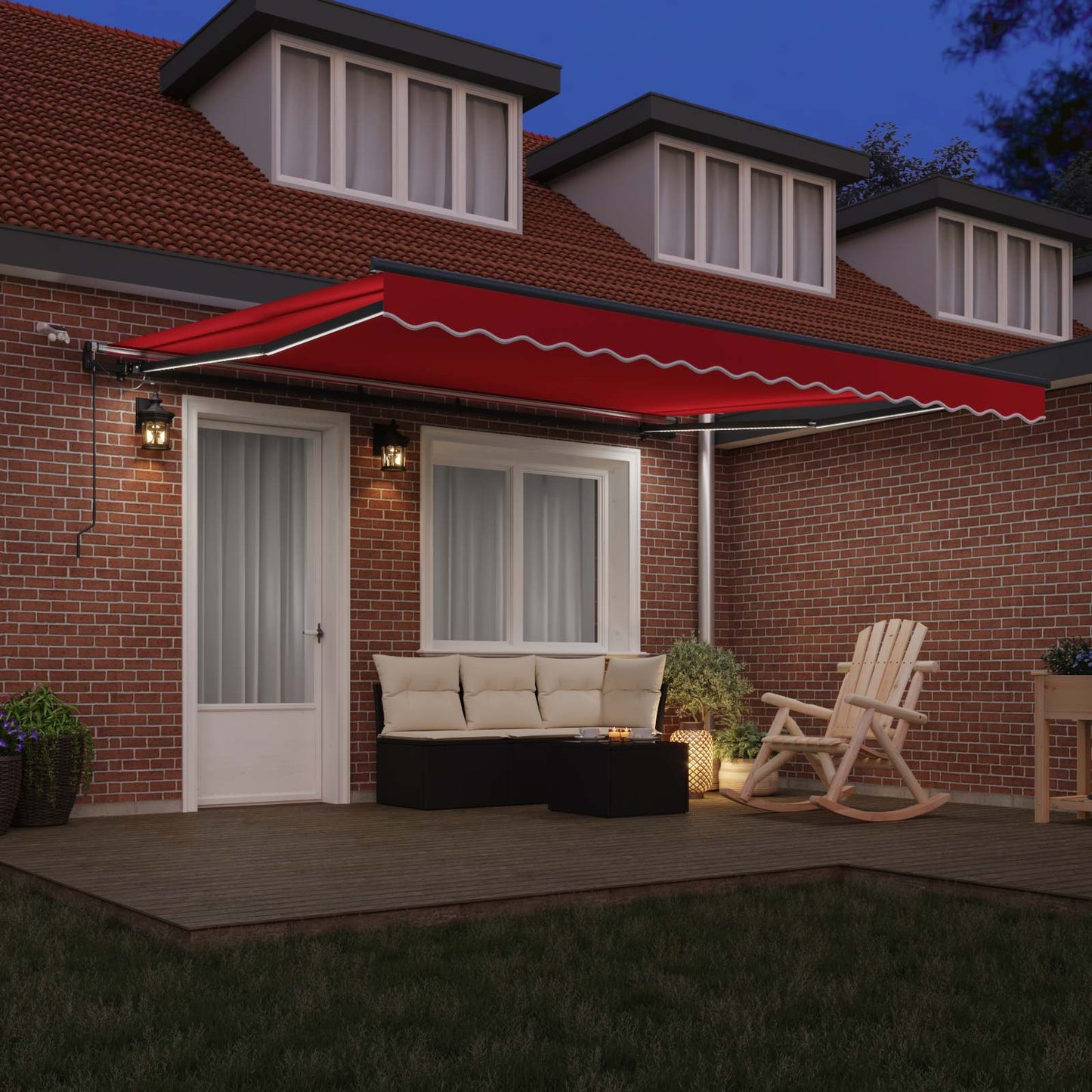 vidaXL Markisenstoff mit Rot 400 x 350 cm Polyester