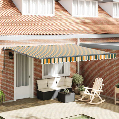 vidaXL Einziehbare Markise Grün und Gelb 400 x 350 cm Stoff