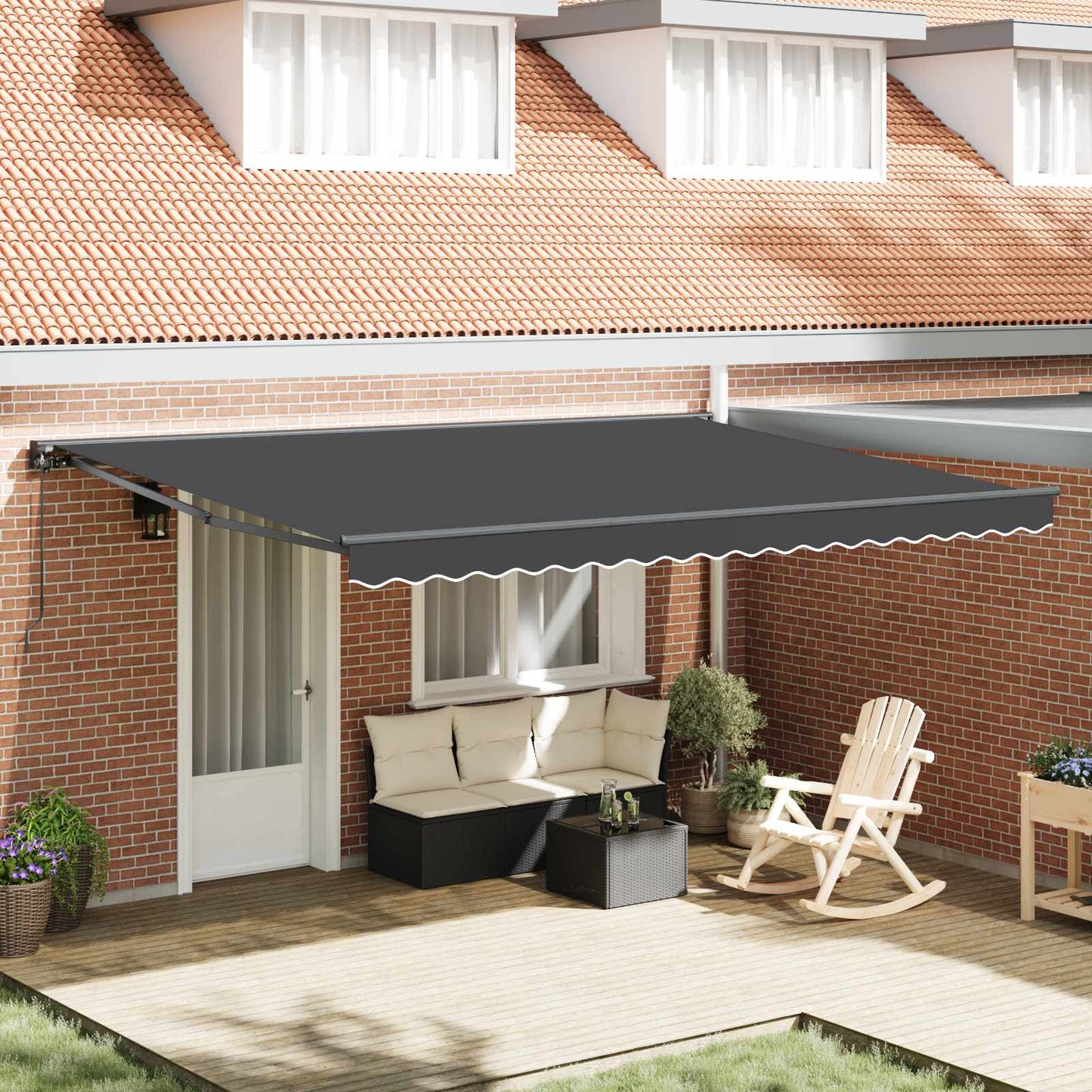 vidaXL Einziehbare Markise Anthrazit 450 x 300 cm Polyester und Metall