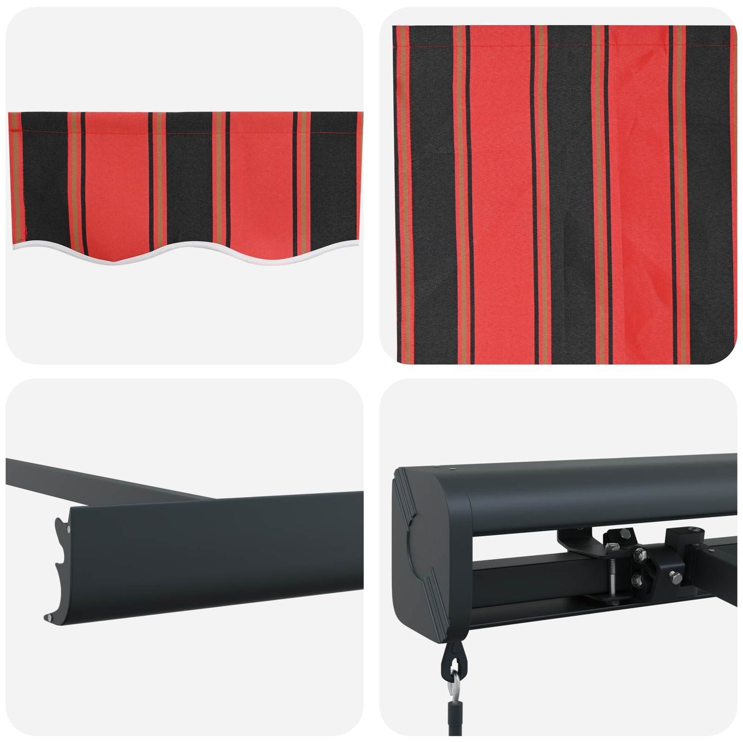 vidaXL Einziehbare Markise Rot und Schwarz 450 x 300 cm
