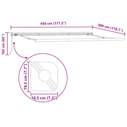 vidaXL Einziehbare Markise Rot und Schwarz 450 x 300 cm