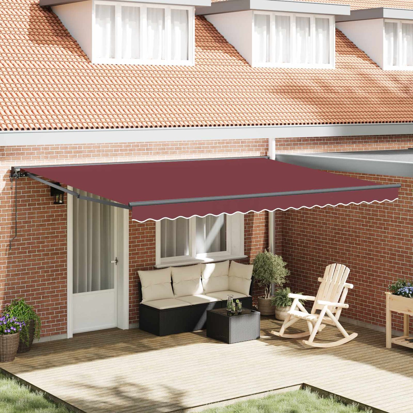 vidaXL Einziehbare Markise Bordeauxrot 450x300 cm Stoff