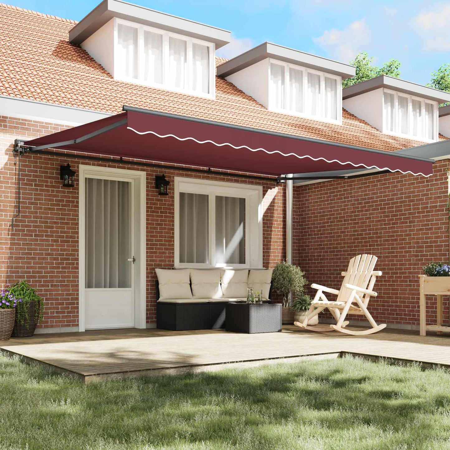 vidaXL Einziehbare Markise Bordeauxrot 450x300 cm Stoff