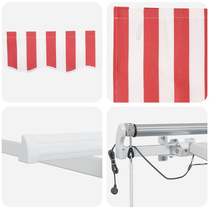 vidaXL Einziehbare Markise Rot und Weiß 450 x 300 cm Stoff und Metall