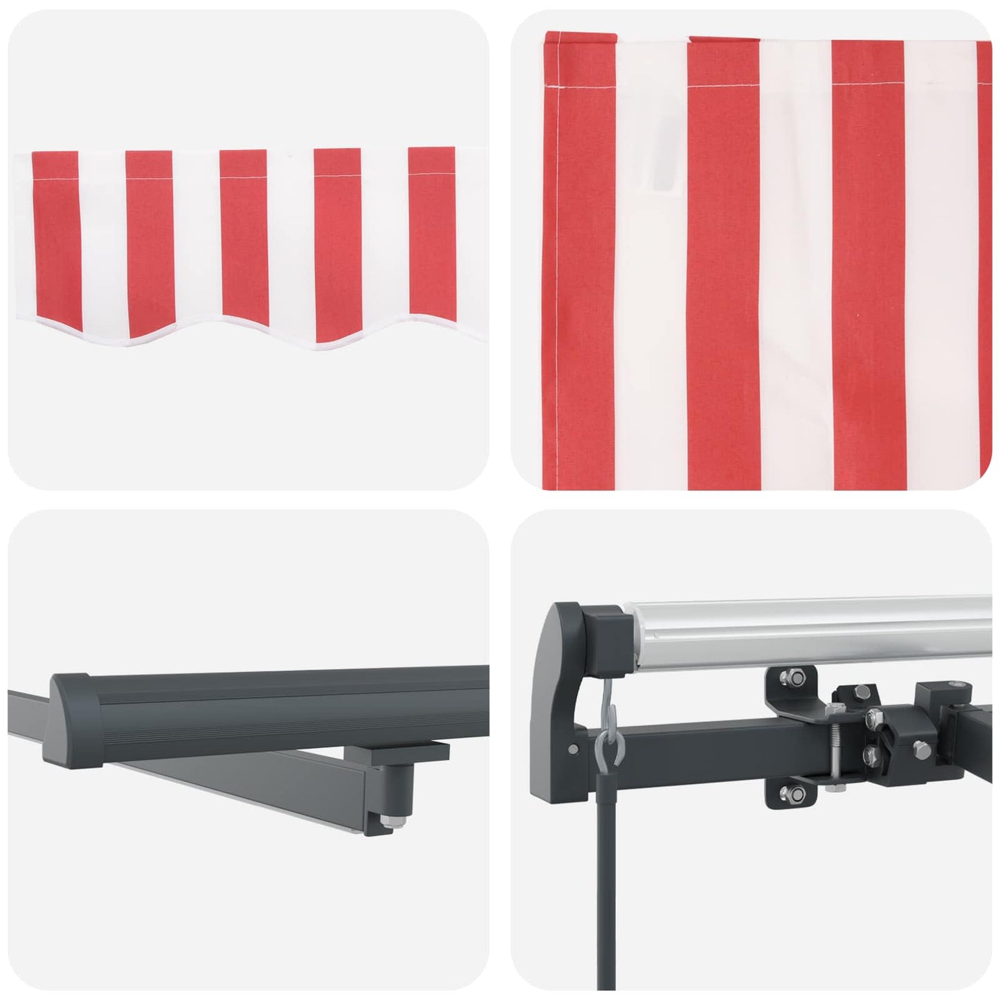 vidaXL Einziehbare Markise Rot und Weiß 450 x 300 cm Stoff