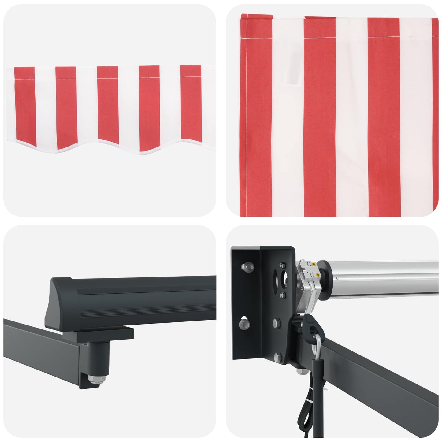vidaXL Einziehbare Markise Rot und Weiß 450 x 300 cm Polyester, Metall