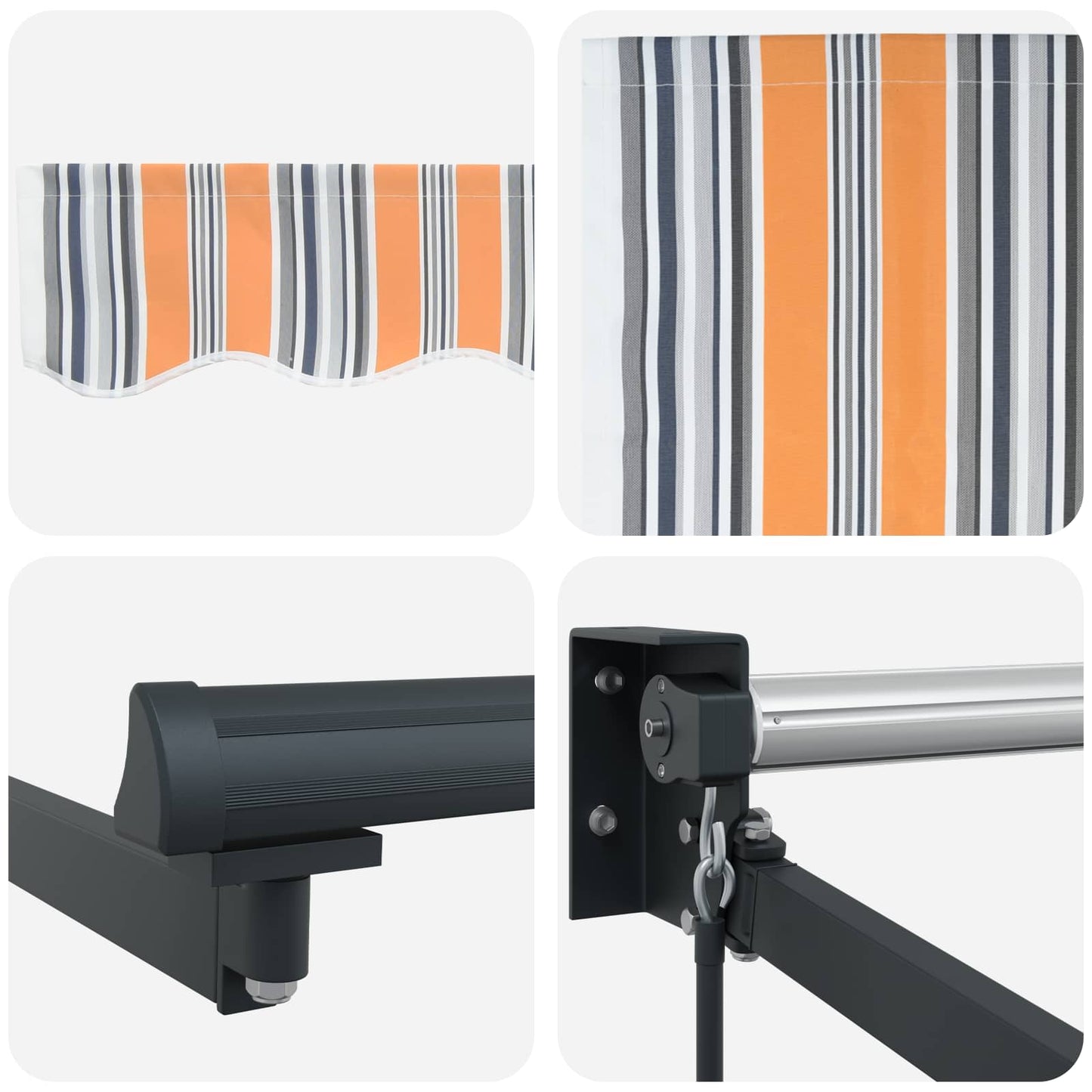vidaXL Einziehbare Markise Gestreift Mehrfarbig 450 x 300 cm