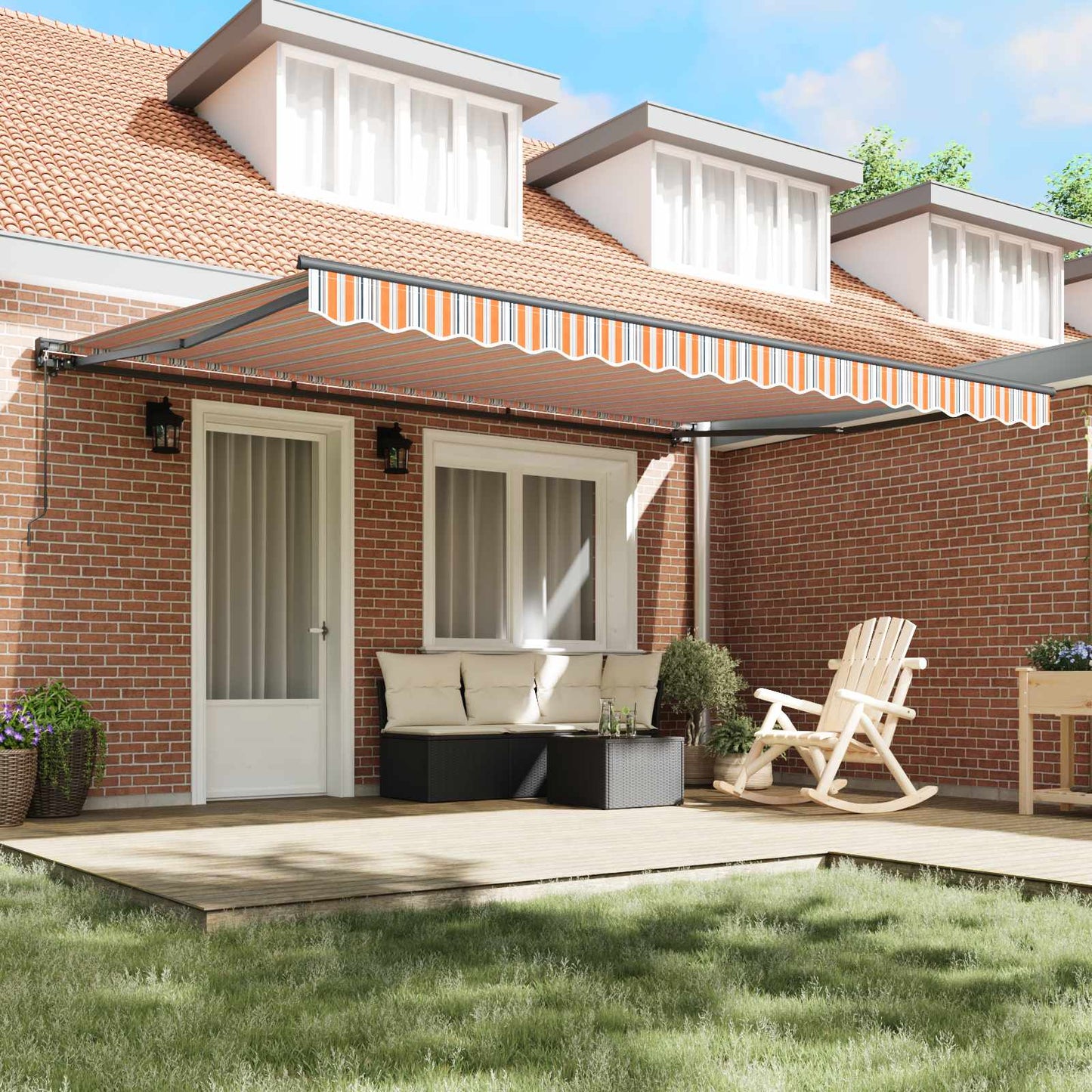 Einziehbare Markise Blau und Orange 450 x 300 cm