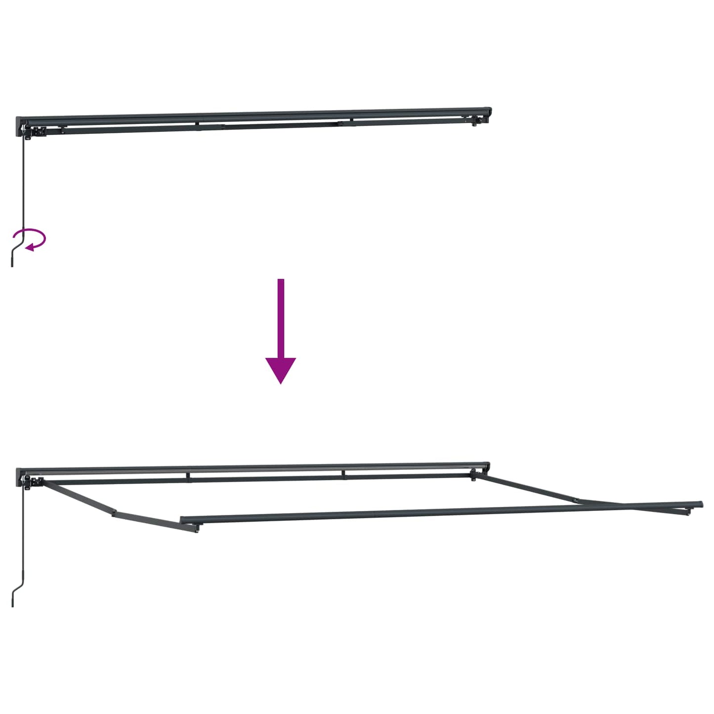 Einziehbare Markise Weiß 450 x 300 cm Aluminium und Stoff