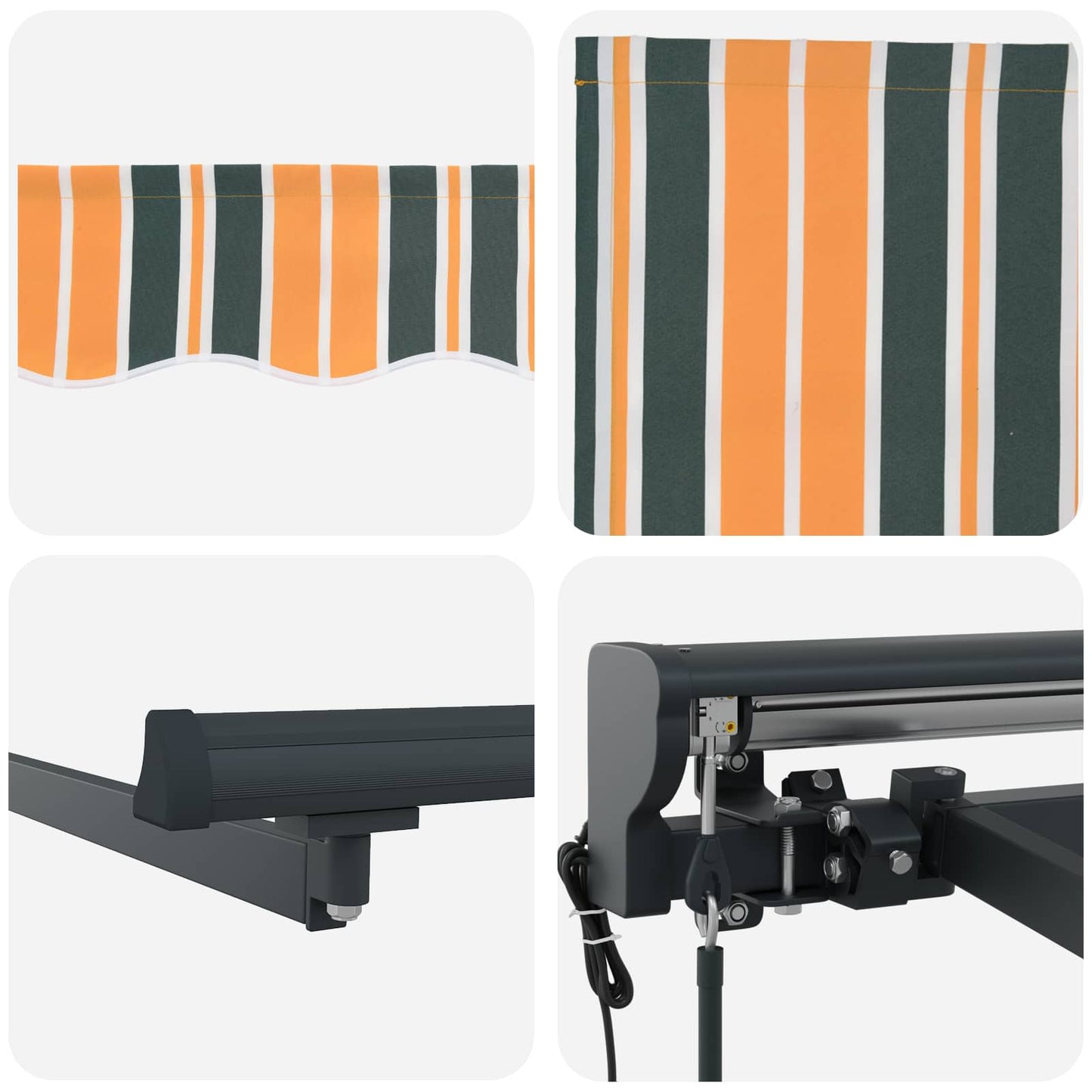 vidaXL Einziehbare Markise Grün und Gelb 450x300 cm Stoff