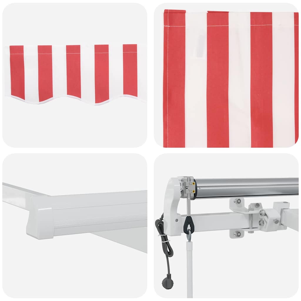 vidaXL Einziehbare Markise Rot und Weiß 450 x 350 cm Stoff