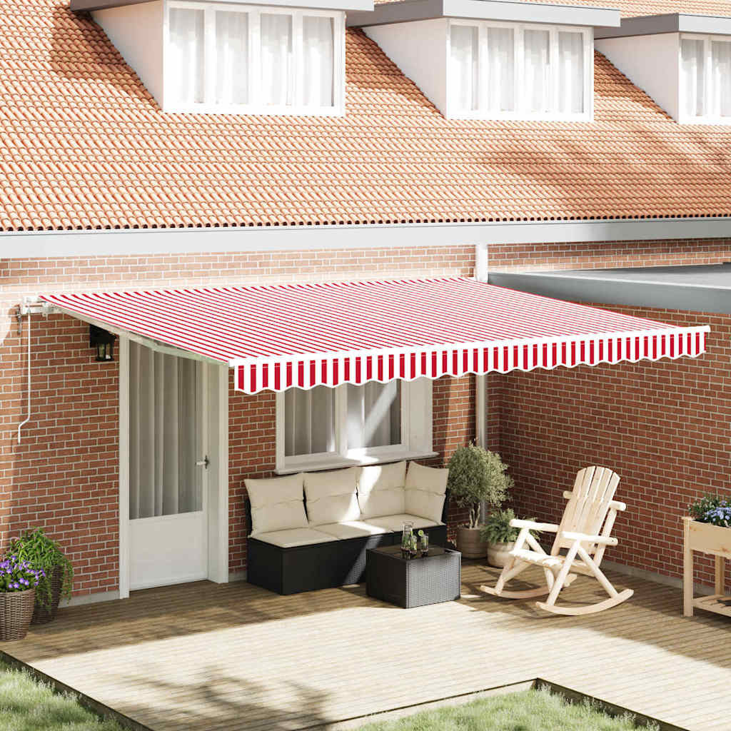vidaXL Einziehbare Markise Rot und Weiß 450 x 350 cm Stoff
