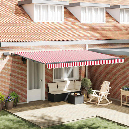 vidaXL Einziehbare Markise Rot und Weiß 450 x 350 cm Stoff