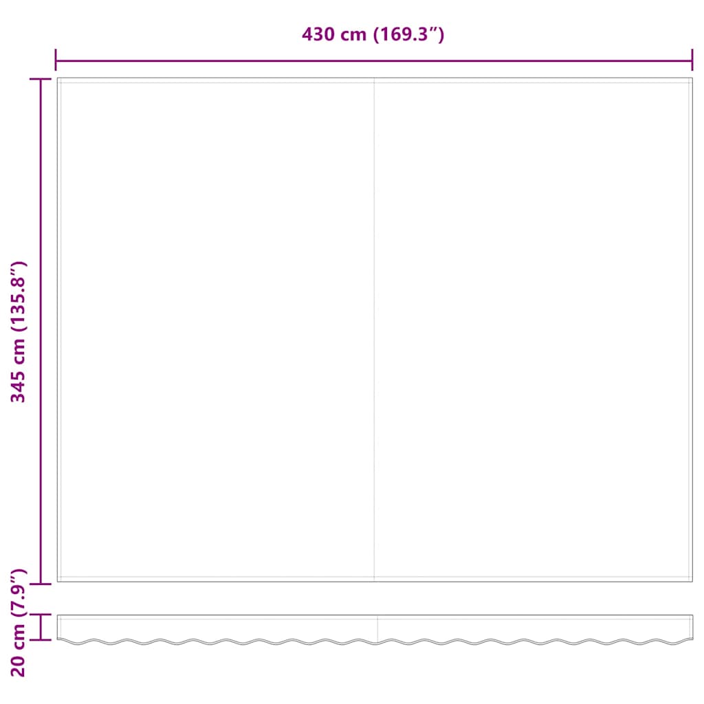 vidaXL Einziehbare Markise 450 x 350 cm Mehrfarbig