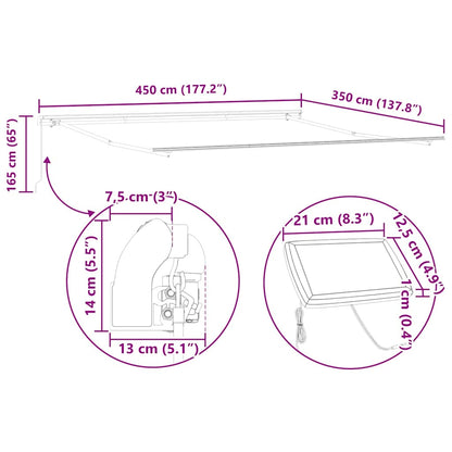 vidaXL Einziehbare Markise Mehrfarbig 450 x 350 cm Stoff