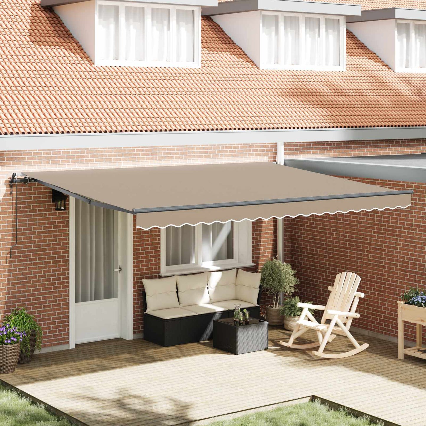 vidaXL Einziehbare Markise Beige 450 x 350 cm Stoff