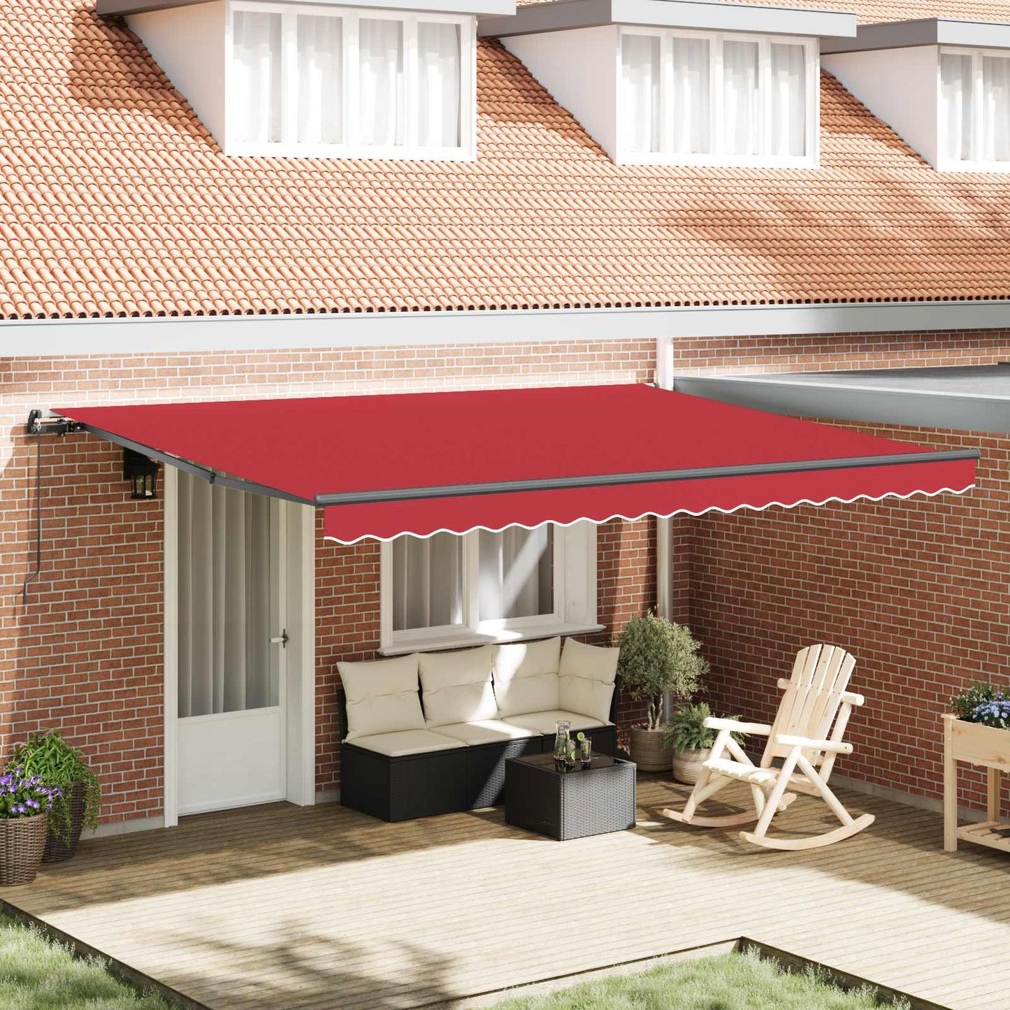 vidaXL Einziehbare Markise Rot 450 x 350 cm Polyester und Stahl