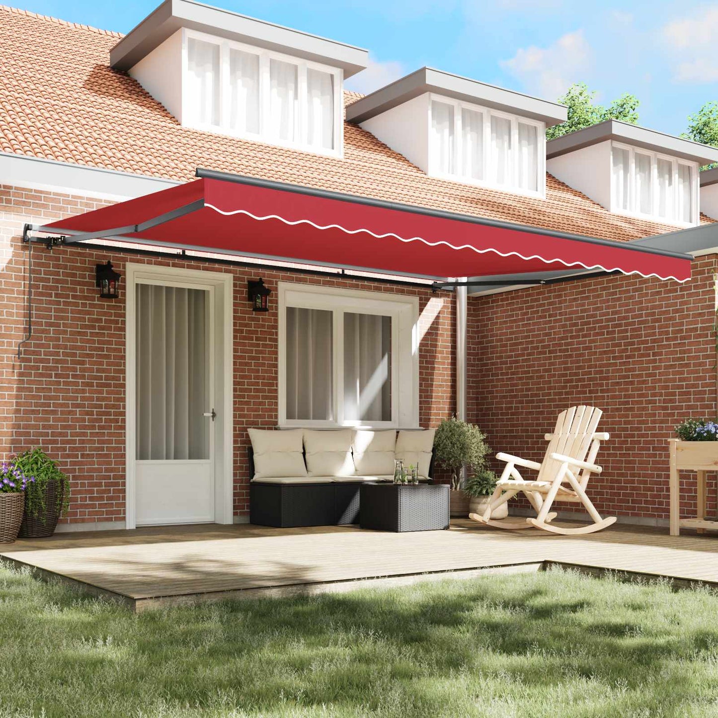 vidaXL Einziehbare Markise Rot 450 x 350 cm Polyester und Stahl
