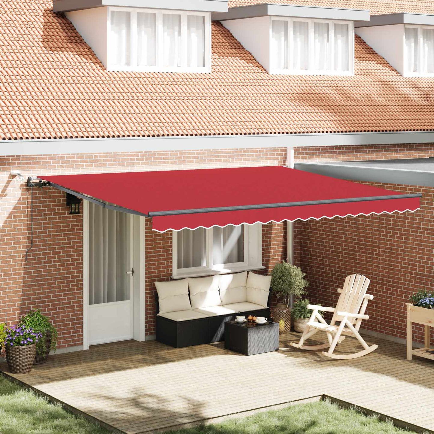 vidaXL Markisenstoff mit Rot 450 x 350 cm Polyester