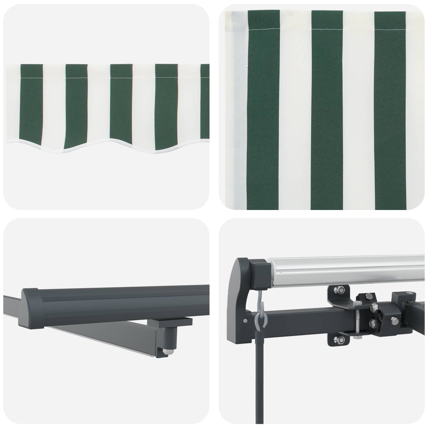 vidaXL Einziehbare Markise Grün und Weiß 450 x 350 cm Stoff