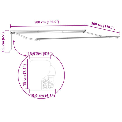 vidaXL Einziehbare Markise Creme 500 x 300 cm Polyester und Metall