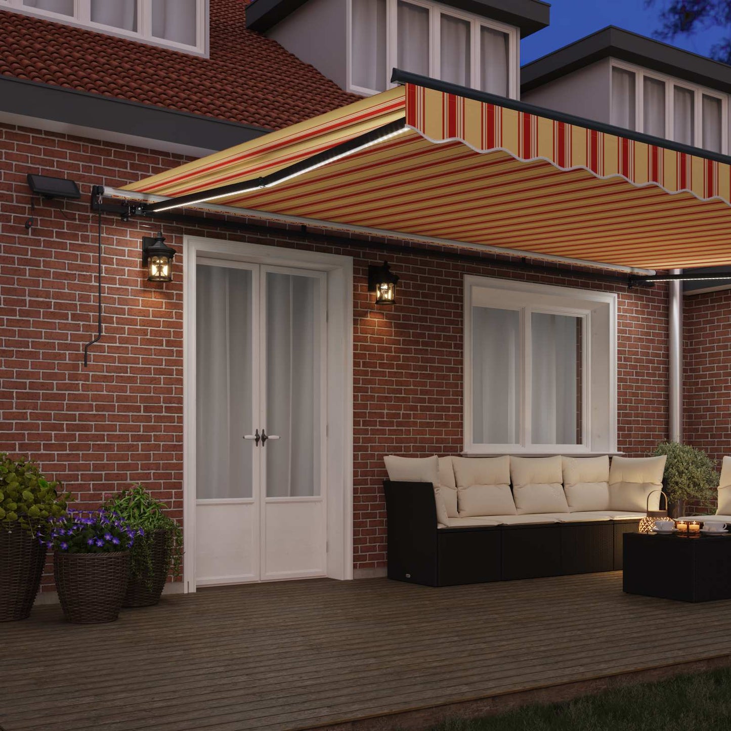 vidaXL Store banne rétractable Jaune et orange 500 x 300 cm en tissu