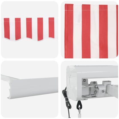 vidaXL Einziehbare Markise Rot und Weiß 500 × 300 cm Stoff, Metall