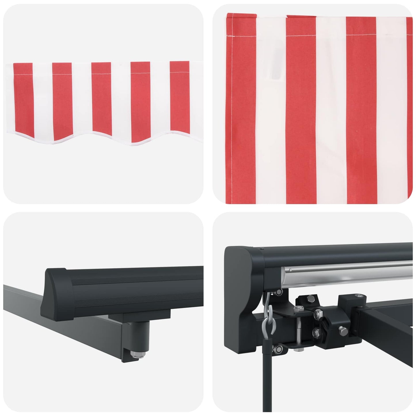 vidaXL Einziehbare Markise Rot und weiße Streifen 500x300 cm Stoff